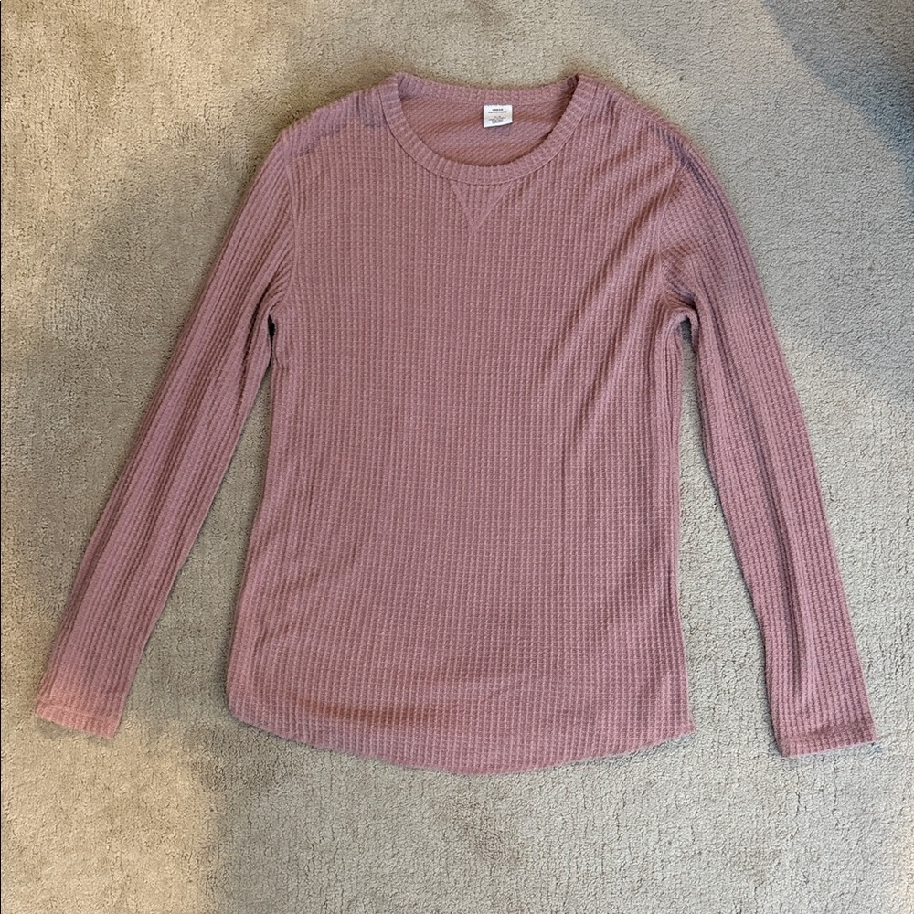 Urban Outfitters Dusty Pink Ribbed Long Sleeve Top